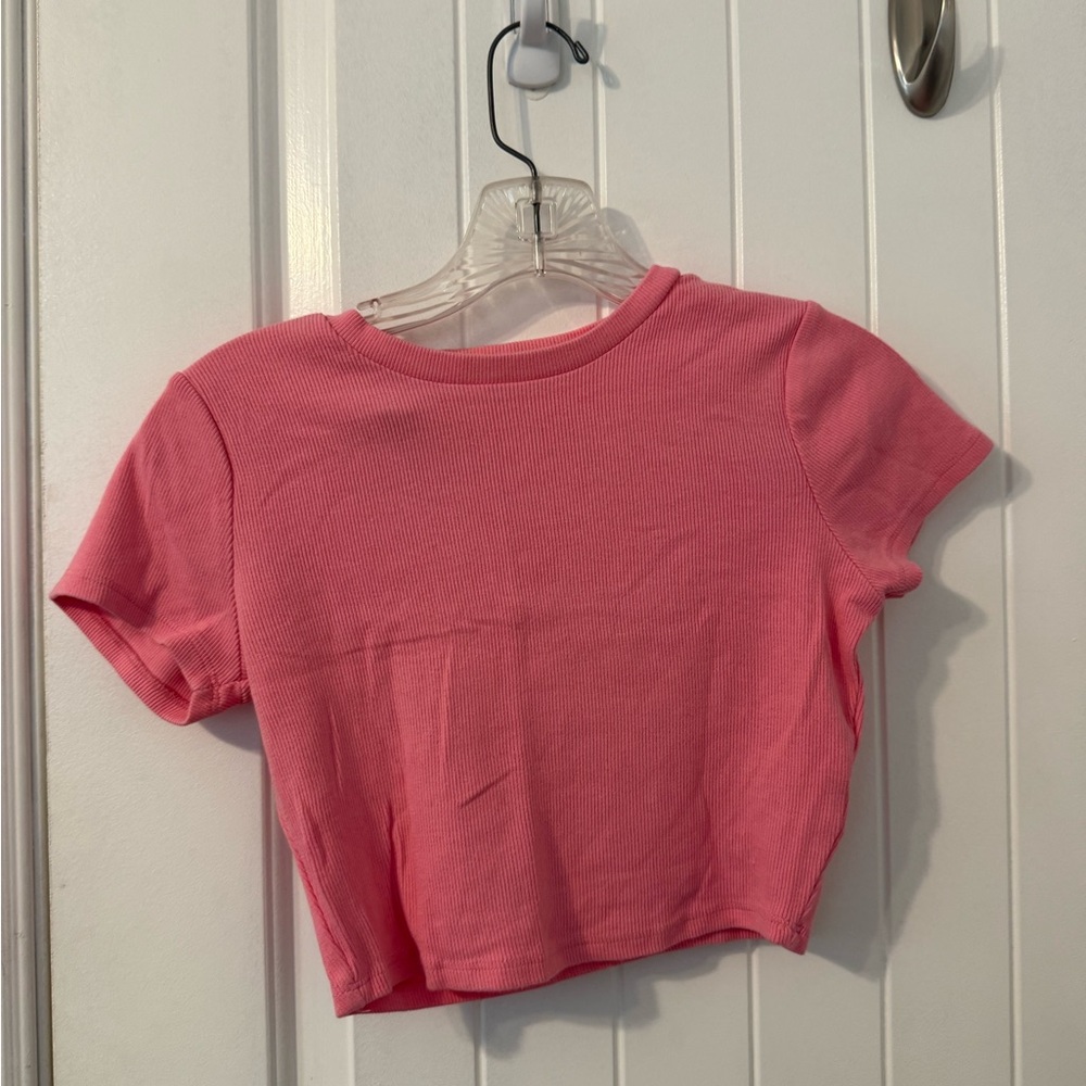 Pink Ribbed Crop Top
